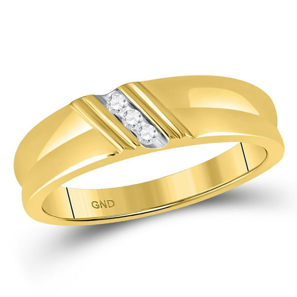 Size-13 1/20 cttw, Diamond Wedding Band in 14K Yellow Gold G-H,I2-I3 